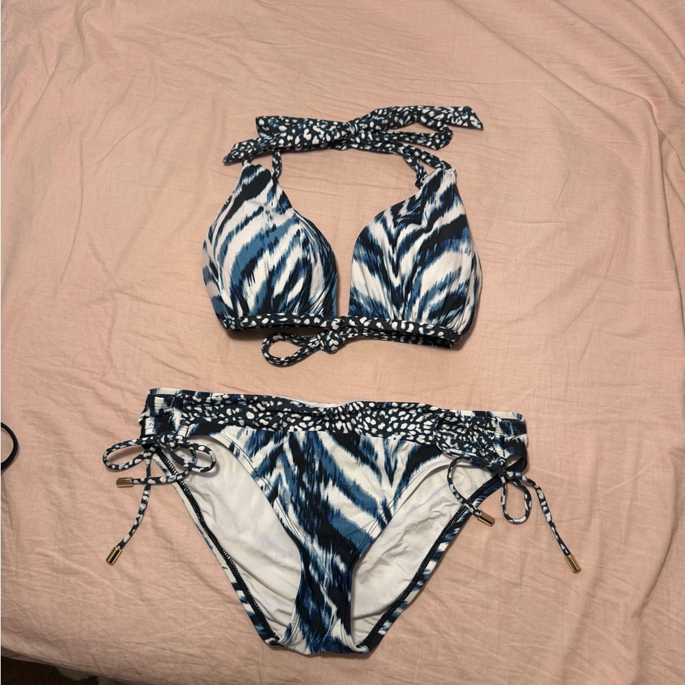 Stylish Blue and White Bikini Set